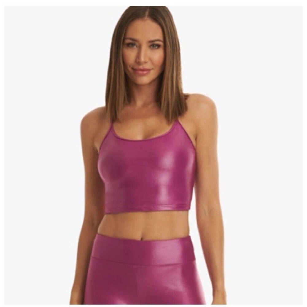 Koral Leah Infinity Lustrous Shiny Sports Bra Tank in Rose Orchid Sz small NWOT